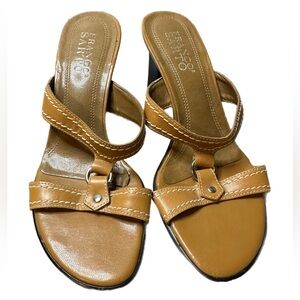 Franco Sarto 6M heels, open toe sandals, light brown or tan